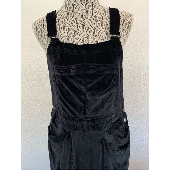 Free People Follow The Sun One Piece Velvet Overalls Black Size S - Picture 6 of 12